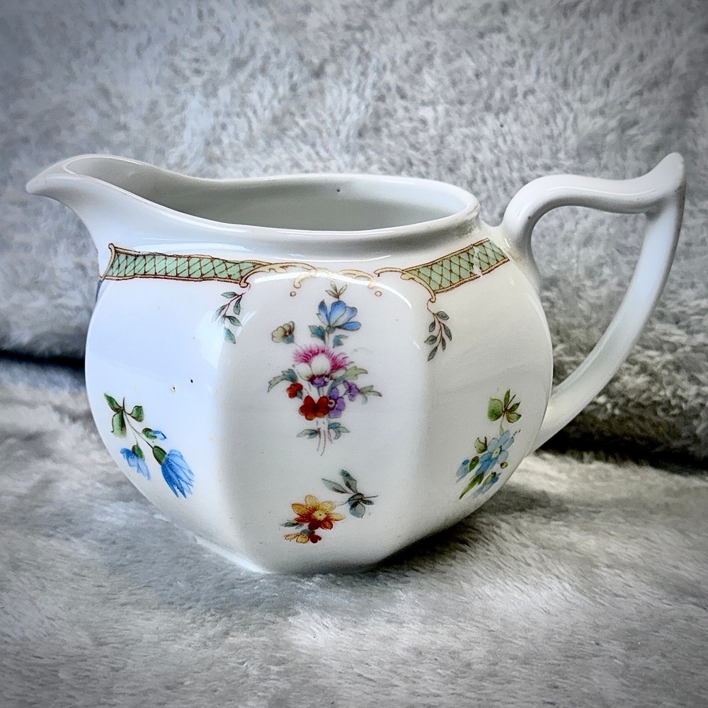 Antique Z.S. & Co Bavaria Floral Creamer German Porcelain Gold Trim Pitcher